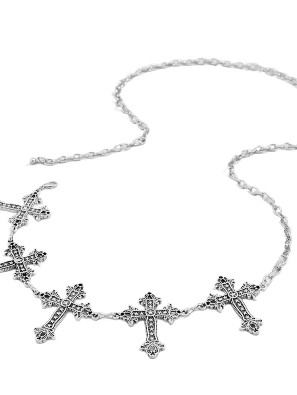 New -Chic -Silver Cross Waist Belt